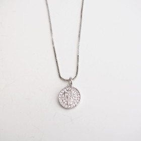 Clear Cross CZ Necklace with Brass in Rhodium Plating