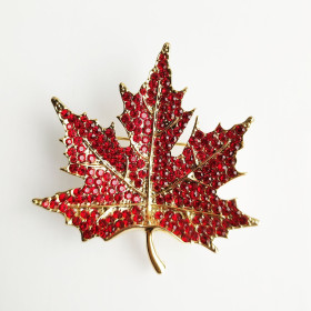Lt Siam Crystal Maple Leaf Brooch