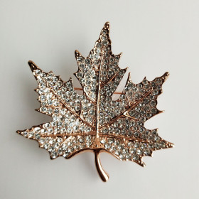 Clear Crystal Maple Leaf Brooch
