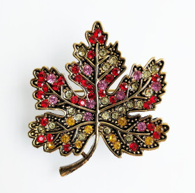 Crystal Maple Leaf Brooch