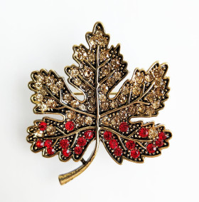 L.C.T/Lt Siam Crystal Maple Leaf Brooch
