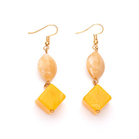 Mustard and Rock Sugar Earrings with Gold Fish Hook