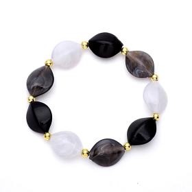 Black Stretchable Bracelet with Gold Accent