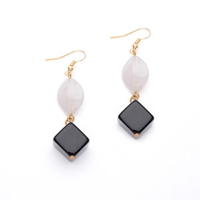 Black Earrings with Gold Fish Hook