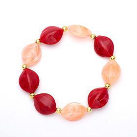 Fuchsia and Rose Stretchable Bracelet with Gold Accent