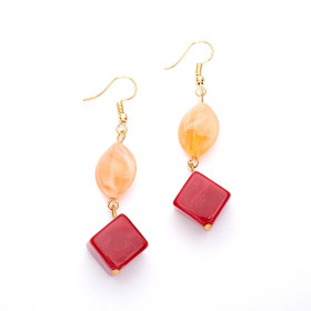 Fuchsia and Rose Earrings with Gold Fish Hook