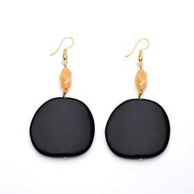 Black and Rock Sugar Earrings with Gold Fish Hook