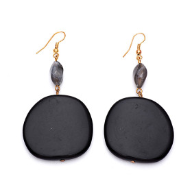 Black Gray Earrings with Gold Fish Hook