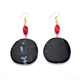 Cranberry Black Earrings with Gold Fish Hook