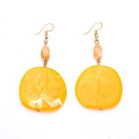 Mustard and Rock Sugar Earrings with Gold Fish Hook
