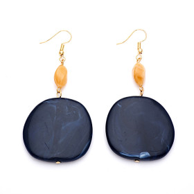Navy Blue and Rock Sugar Earrings with Gold Fish Hook