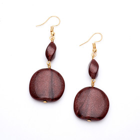 Burgundy Earrings with Gold Fish Hook