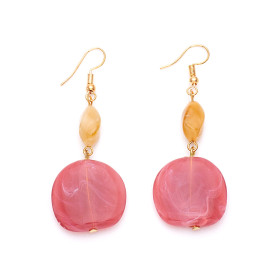 Rose and Rock Sugar Earrings with Gold Fish Hook