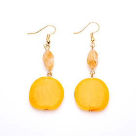 Mustard and Rock Sugar Earrings with Gold Fish Hook