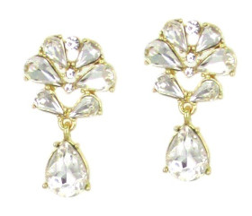 Teardrop Crystal Earring in Gold