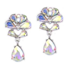 Teardrop Crystal Earring in Rhdium