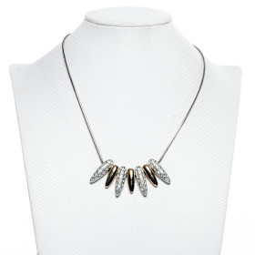 Two tone pave crystal 7 bullets necklace