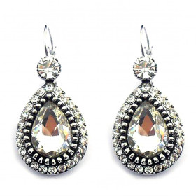 Vintage Crystal Teardrop Earrings with Level Back