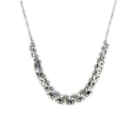 Simple Line Gradual Crystal Nekclace in Rhodium