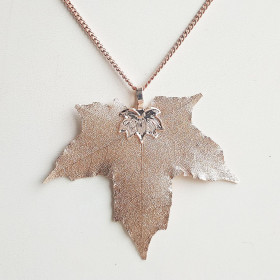 Natural Maple Long Necklace in Rose Gold
