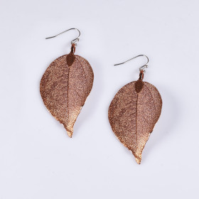 Natural Leaf Earrings in Coffee Colour