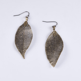 Natural Leaf Earring in Anti-Brass Plating