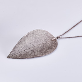 Purple Natural Leaf Long Necklace with 35" Purple Chain