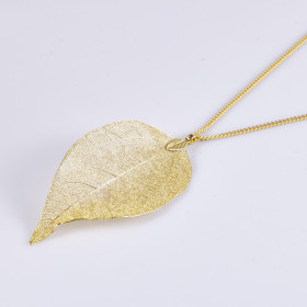 Yellow Natural Leaf Long Necklace with 35" Yellow Chain