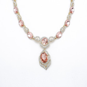 Victorian Filigree Peach Rose Necklace