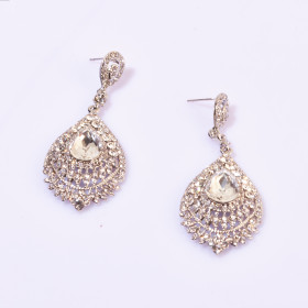 Crystal Peacock Eye Feather Style Earrings