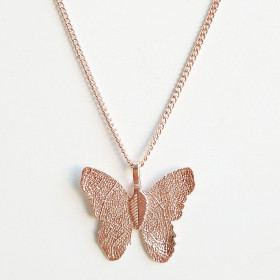 Butterfly Necklace with Chain in Rose Gold
