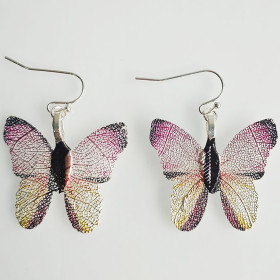 Multi Rose Butterfly Earring in Silver