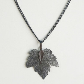 Natural Leaf Necklace in Gunmetal