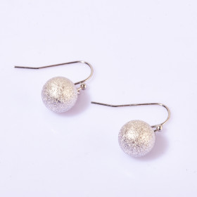 Frosted Ball Earring in Rhodium