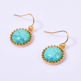 Semi-precious Round Stone Earring