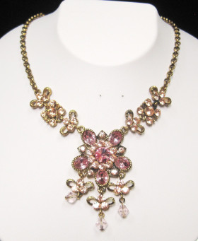Vintage Filigree Peach Necklace with Rose Gold PlatingEarrings