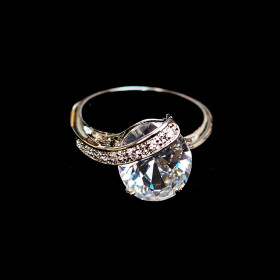 3.5 Ct Oval CZ Ring #10 with Brass In Rhodium