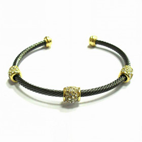 Designer Cable Weave Two Tone Cylinder Cuff 