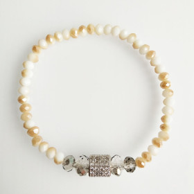 CZ & Crystal Beads Elastic Bracelet