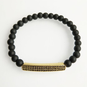 CZ Black Beads Elastic Bracelet
