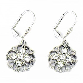 Vintage Flower Small Crystal Earrings 