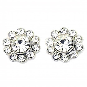 Crystal Round Flower Studs Earrings