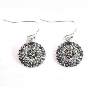 Small disc Hematite crystal earring 