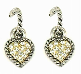 Designer Cable Weave Dainty Two Tone Heart Earrings