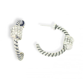 Designer Cable Weave Two Tone Hoop Earrings