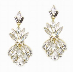 Clear Crystal Starburst Earrings with Gold Plated