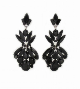 Black Crystal Starburst Earrings