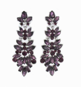Plum Crystal Starburst Earrings
