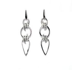 Modern Silver Linked Earrings 