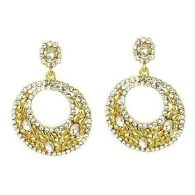 Bold Modern Retro Crystal Round Circle Earring in Gold